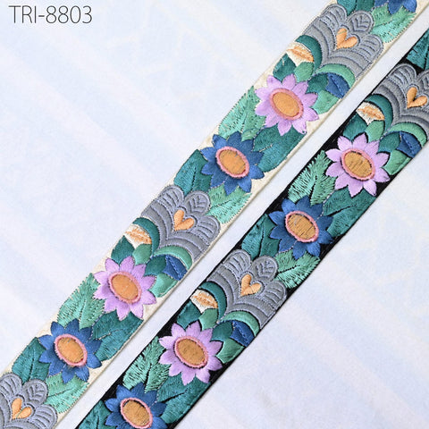 9 Yard Embroidery Ribbons 35mm Trim Green Embellishment Embroidered Saree Border Theatrical Costumes DIY Crafting Holidays Wreath Decoration