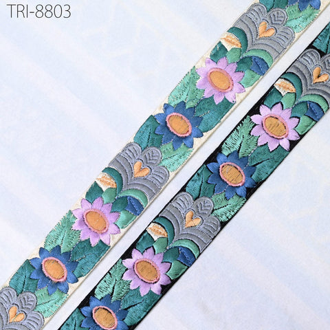 9 Yard Embroidery Ribbons 35mm Trim Green Embellishment Embroidered Saree Border Theatrical Costumes DIY Crafting Holidays Wreath Decoration