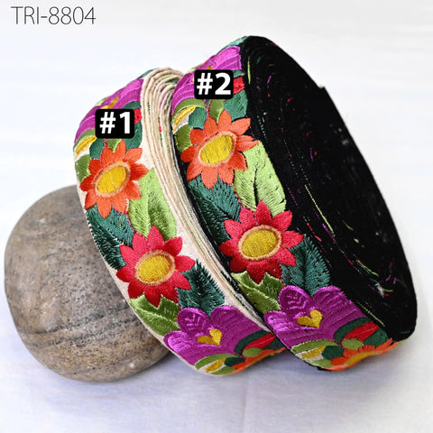 9 Yard Purple 35mm Sari Border Embroidery Trim Embroidered Saree Ribbon Embellishments Sewing Crafting Costumes Headband Dog Collar Tote Bag