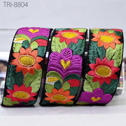 9 Yard Purple 35mm Sari Border Embroidery Trim Embroidered Saree Ribbon Embellishments Sewing Crafting Costumes Headband Dog Collar Tote Bag