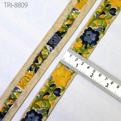 9 Yard Yellow 30mm Embroidery Ribbons Trims Embroidered Border Crafting Bags Theatrical Costumes Christmas Holiday Ornaments Embellishments