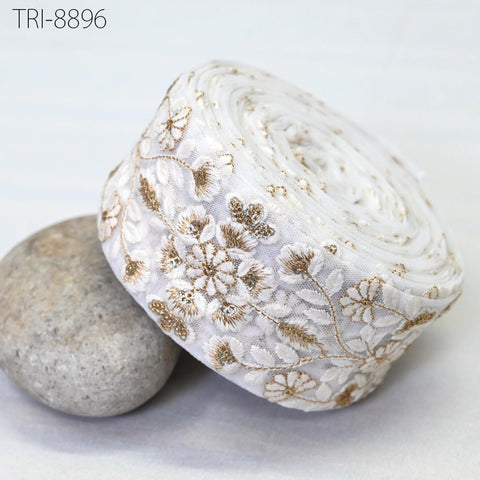 9 Yard Indian Embroidery Ribbons Embroidered Net Fabric Trims 6cm Embellishments DIY Crafting Sewing Sari Border Costumes Wedding Dresses