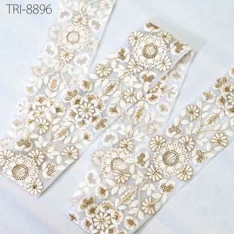 9 Yard Indian Embroidery Ribbons Embroidered Net Fabric Trims 6cm Embellishments DIY Crafting Sewing Sari Border Costumes Wedding Dresses