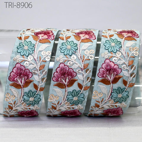 9 Yard Embroidery Fabric Trim 35 mm Footwear Making Ribbon Embroidered Embellishment Sewing Crafting Border Indian Laces Holidays Decoration