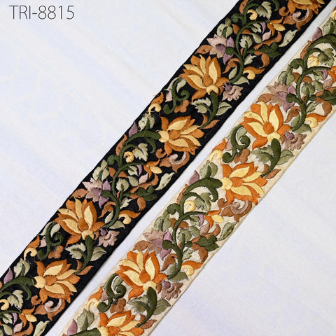 9 Yard Embroidery Fabric 5cm Trims Embellish for Footwear Making Embroidered Ribbons Sewing Crafting Border Indian Home Decor Curtains Laces