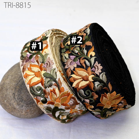 9 Yard Embroidery Fabric 5cm Trims Embellish for Footwear Making Embroidered Ribbons Sewing Crafting Border Indian Home Decor Curtains Laces