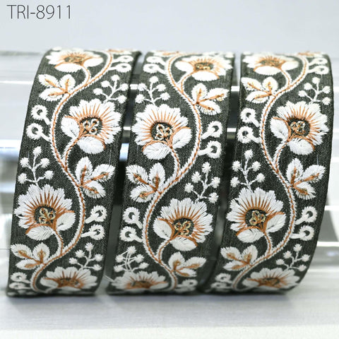 9 Yard Grey 3 cm Embroidery Ribbons Embroidered Border Tote Bags Trims Theatrical Costumes Christmas Holiday Ornaments Embellishments Tapes