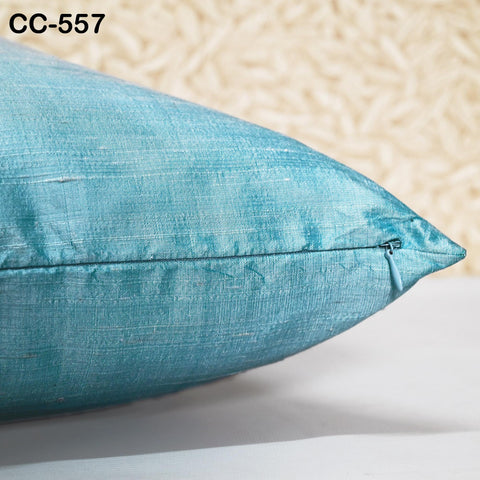 Iridescent Turquoise & White Dupioni Silk Cushion Cover, 100% Pure Silk Square Pillowcases, Handmade luxury Throw Pillow Home Decor Wedding