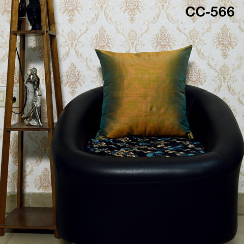 Iridescent Yellow Blue Dupioni Silk Square Cushion Cover Indian Handmade Pillowcases Pure Silk Throw Pillow Luxury Home Decor Wedding Gift