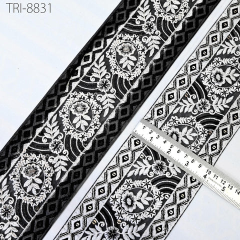 9 Yard Embroidery 10CM Black Ribbons Trims Embellishment Embroidered Fabric Saree Border Theatrical Costumes Crafting Sewing Holidays Decor