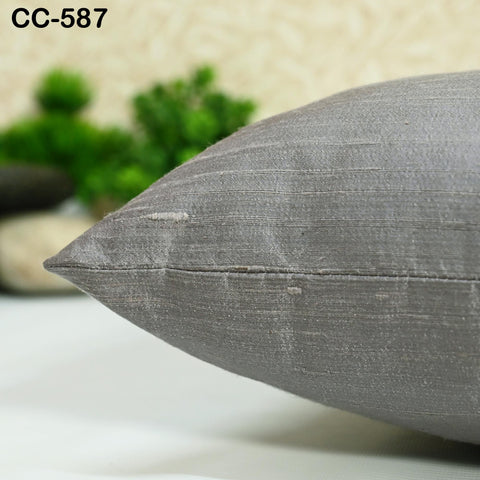 Grey Dupioni Silk Rectangle Pillowcase | Cushion Cover Handmade | 100% Pure Silk Throw Pillow | Luxury Home Decor Gift Wedding House Warming
