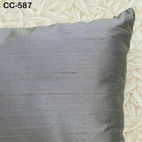 Grey Dupioni Silk Rectangle Pillowcase | Cushion Cover Handmade | 100% Pure Silk Throw Pillow | Luxury Home Decor Gift Wedding House Warming