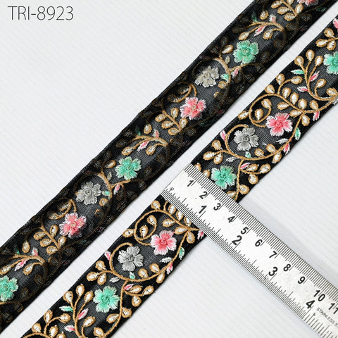 9 Yard Black Embroidery Ribbon 3 cm Indian Trim Sari Border DIY Crafting Sewing Decorative Costumes Cushion Curtains Home Decor Trimmings