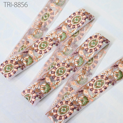 9 Yard multicolour Embroidery Indian 3 cm Trim Sari Border DIY Craft Ribbon Sewing Fabric Decorative Costumes Cushion Curtain Trimming