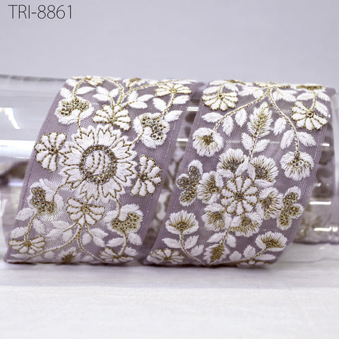 floral design with sequin work