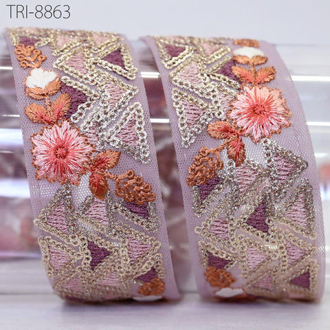 Multicolor embroidery with gold sequin work
