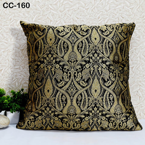 Black Brocade Silk Luxury Cushion Pillowcase Square Cushion Cover Pillow Sham Cover Brocade Decorative Sofa Bed Throw Pillow Designer Fabric