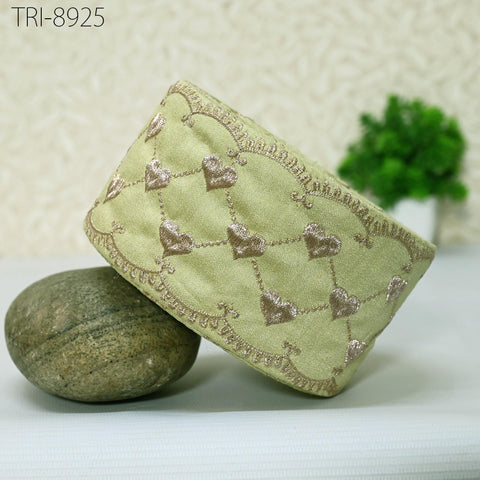 9 Yard Green Embroidery Ribbons 8cm Trims Embroidered Border Sewing Medieval Theatrical Costumes Crafting Christmas Holidays Ornaments