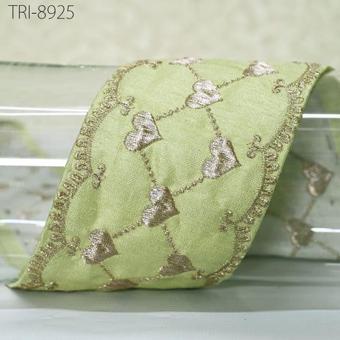 9 Yard Green Embroidery Ribbons 8cm Trims Embroidered Border Sewing Medieval Theatrical Costumes Crafting Christmas Holidays Ornaments