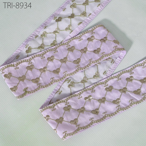 9 Yard Lavender Embroidery Ribbons 8cm Trims Embroidered Border Sewing Medieval Theatrical Costumes Crafting Christmas Holidays Ornaments
