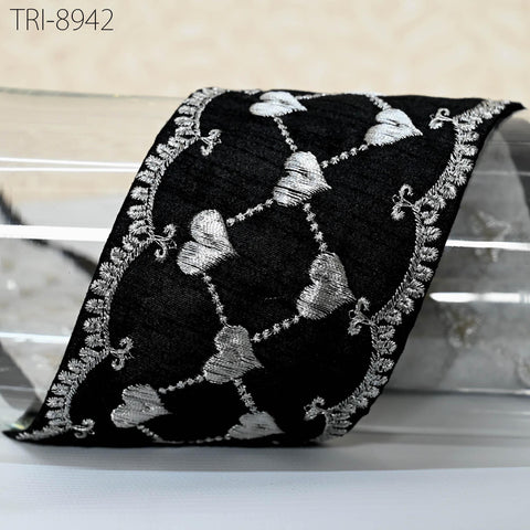 9 Yard Black Embroidery Ribbons 8cm Trims Embroidered Border Sewing Victorian Theatrical Costume Crafting Christmas Holidays Ornaments Decor