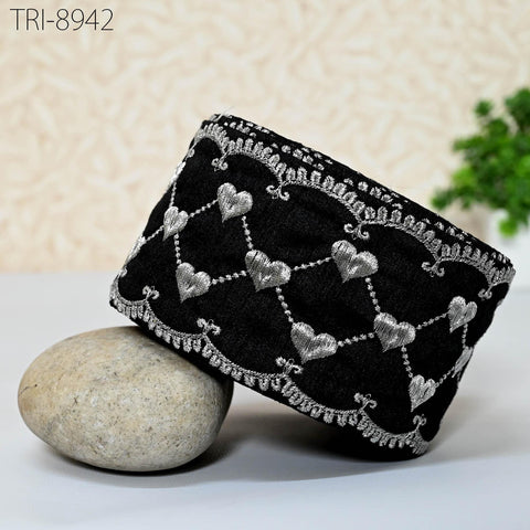 9 Yard Black Embroidery Ribbons 8cm Trims Embroidered Border Sewing Victorian Theatrical Costume Crafting Christmas Holidays Ornaments Decor