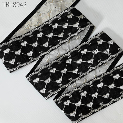 9 Yard Black Embroidery Ribbons 8cm Trims Embroidered Border Sewing Victorian Theatrical Costume Crafting Christmas Holidays Ornaments Decor