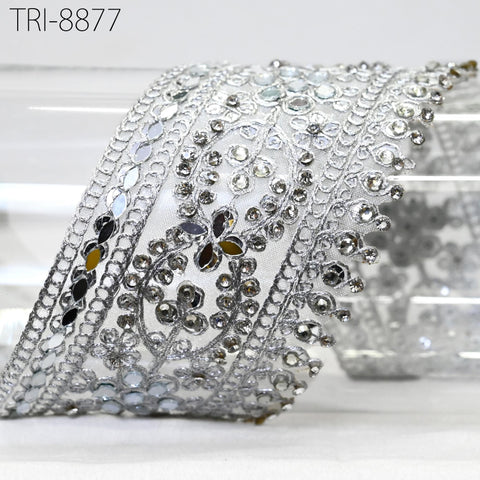 Silver Trim,Dupatta lace , Saree ribbon 7 cm