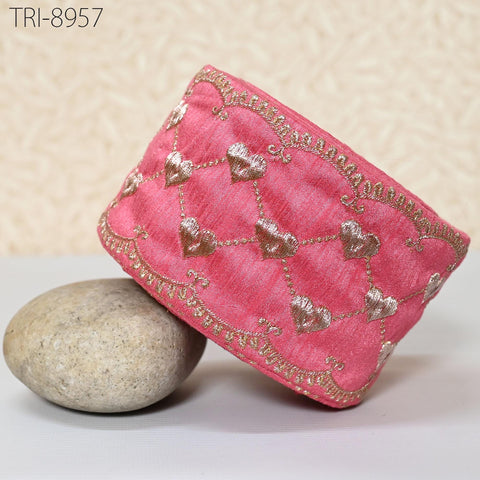 9 Yard Coral Red Embroidery Ribbons 8cm Trims Embroidered Border Sewing Medieval Theatrical Costumes Crafting Christmas Holidays Ornaments