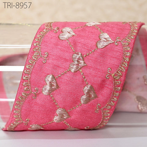 9 Yard Coral Red Embroidery Ribbons 8cm Trims Embroidered Border Sewing Medieval Theatrical Costumes Crafting Christmas Holidays Ornaments