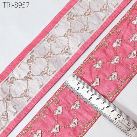 9 Yard Coral Red Embroidery Ribbons 8cm Trims Embroidered Border Sewing Medieval Theatrical Costumes Crafting Christmas Holidays Ornaments