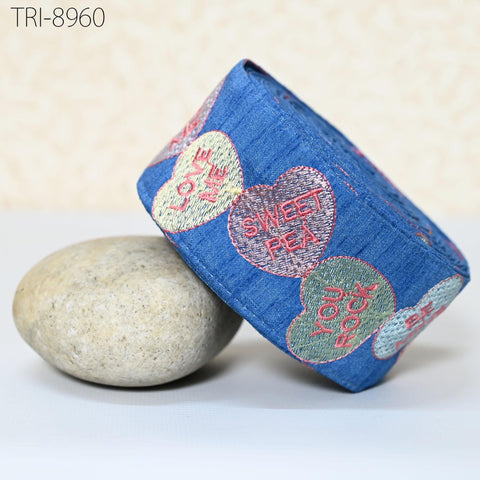 9 Yard Blue Embroidery 5cm Ribbon Indian Sari Border Embroidered Disney Princess DIY Crafting Sewing Dog Collar Tote Bags Holidays Decor