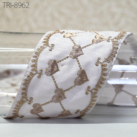 9 Yard White Embroidery Ribbon 8cm Fabric Trim Embroidered Border DIY Crafting Sewing Indian Tote Bags Theatrical Costumes Holiday Ornaments