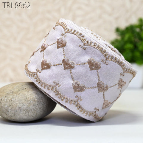 9 Yard White Embroidery Ribbon 8cm Fabric Trim Embroidered Border DIY Crafting Sewing Indian Tote Bags Theatrical Costumes Holiday Ornaments