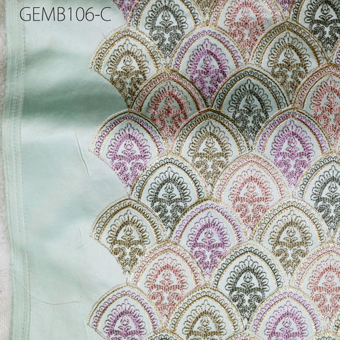 Powder Blue Embroidered Fabric by the yard Sewing DIY Crafting Embroidery Wedding Dress Costumes Dolls Bag Cushion Covers Home Decor Curtain
