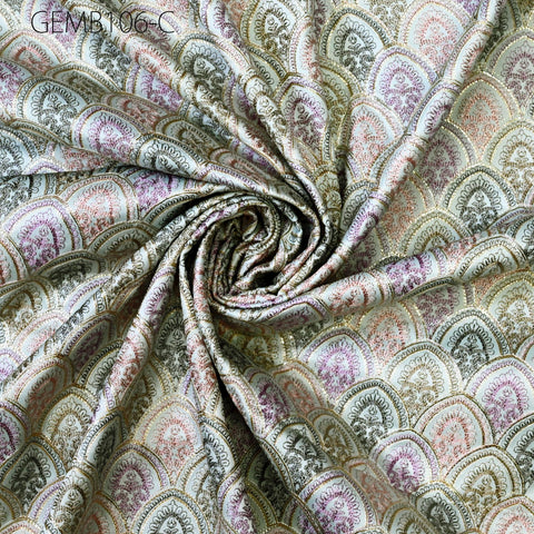 Powder Blue Embroidered Fabric by the yard Sewing DIY Crafting Embroidery Wedding Dress Costumes Dolls Bag Cushion Covers Home Decor Curtain