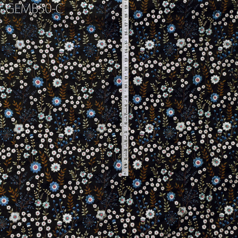 Indian Black Embroidered Fabric by the yard Sewing DIY Crafting Embroidery Wedding Dresses Costumes Dolls Bags Cushion Covers Table Runners