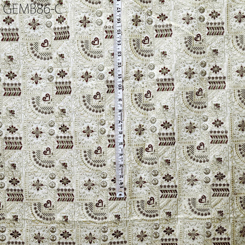 Burgundy Embroidered Fabric by the yard Sewing DIY Crafting Indian Embroidery Wedding Dress Costumes Dolls Bags Cushion Covers Table Runners