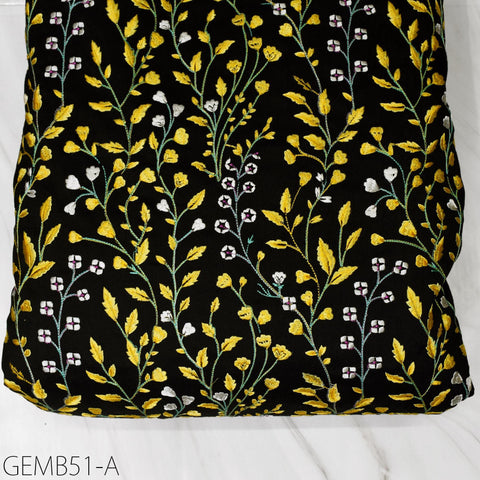 Wedding Dresses Material Indian Black Embroidered Fabric by the yard Sewing DIY Crafting Embroidery Costumes Dolls Bag Cushion Table Runners