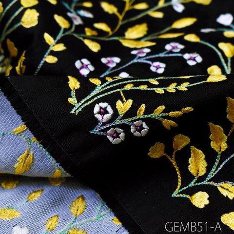 Wedding Dresses Material Indian Black Embroidered Fabric by the yard Sewing DIY Crafting Embroidery Costumes Dolls Bag Cushion Table Runners