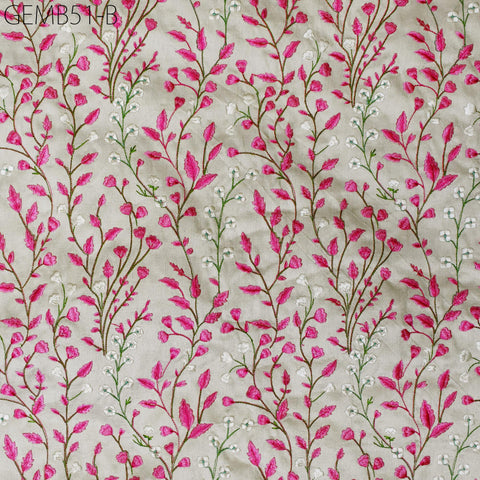 Pink Wedding Dresses Embroidered Fabric by the yard Sewing DIY Crafting Indian Embroidery Costumes Dolls Bags Cushion Covers Table Runners