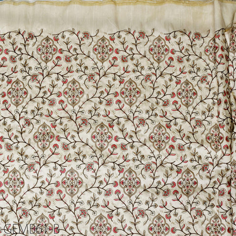 Dress Material Indian Embroidered Fabric by the yard Sewing DIY Crafting Embroidery Wedding Costumes Dolls Bags Cushion Covers Table Runners