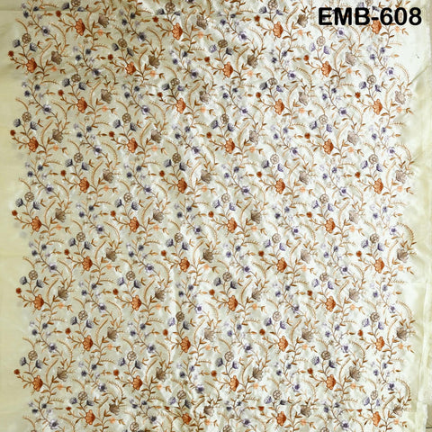 Cream Embroidered Fabric by the yard Sewing Crafting Indian Embroidery Wedding Theatrical Costumes Dolls Ball Gown Bridal Blouse Dresses