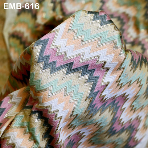 Multicolor Wedding Dress Material Embroidered Fabric by the yard Sewing DIY Crafting Indian Embroidery Victorian Costumes Dolls Waistcoats