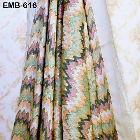 Multicolor Wedding Dress Material Embroidered Fabric by the yard Sewing DIY Crafting Indian Embroidery Victorian Costumes Dolls Waistcoats