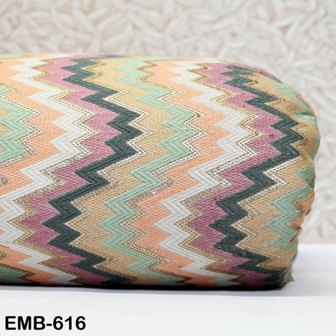 Multicolor Wedding Dress Material Embroidered Fabric by the yard Sewing DIY Crafting Indian Embroidery Victorian Costumes Dolls Waistcoats