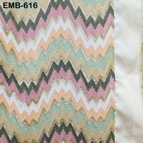 Multicolor Wedding Dress Material Embroidered Fabric by the yard Sewing DIY Crafting Indian Embroidery Victorian Costumes Dolls Waistcoats