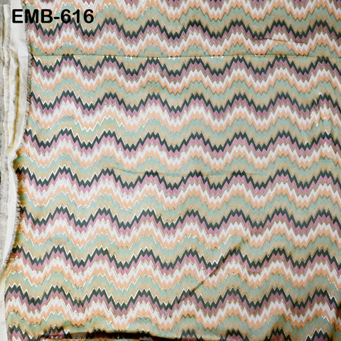 Multicolor Wedding Dress Material Embroidered Fabric by the yard Sewing DIY Crafting Indian Embroidery Victorian Costumes Dolls Waistcoats