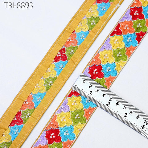 9 Yard Multicolor Embroidery Ribbons 4cm Trims Embroidered Border Sewing Victorian Theatrical Costumes Crafting Christmas Holidays Ornaments
