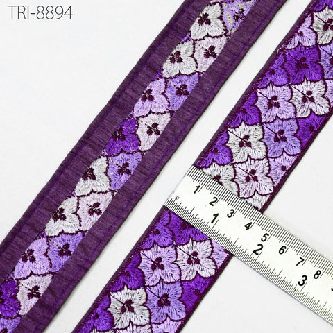 9 Yard Purple Embroidery Ribbons 4cm Trims Embroidered Border Sewing Victorian Theatrical Costumes Crafting Christmas Holidays Ornaments